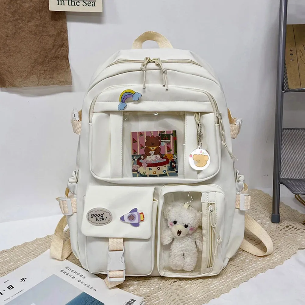 Cute Japanese Kawaii Backpack with Plush Pendant