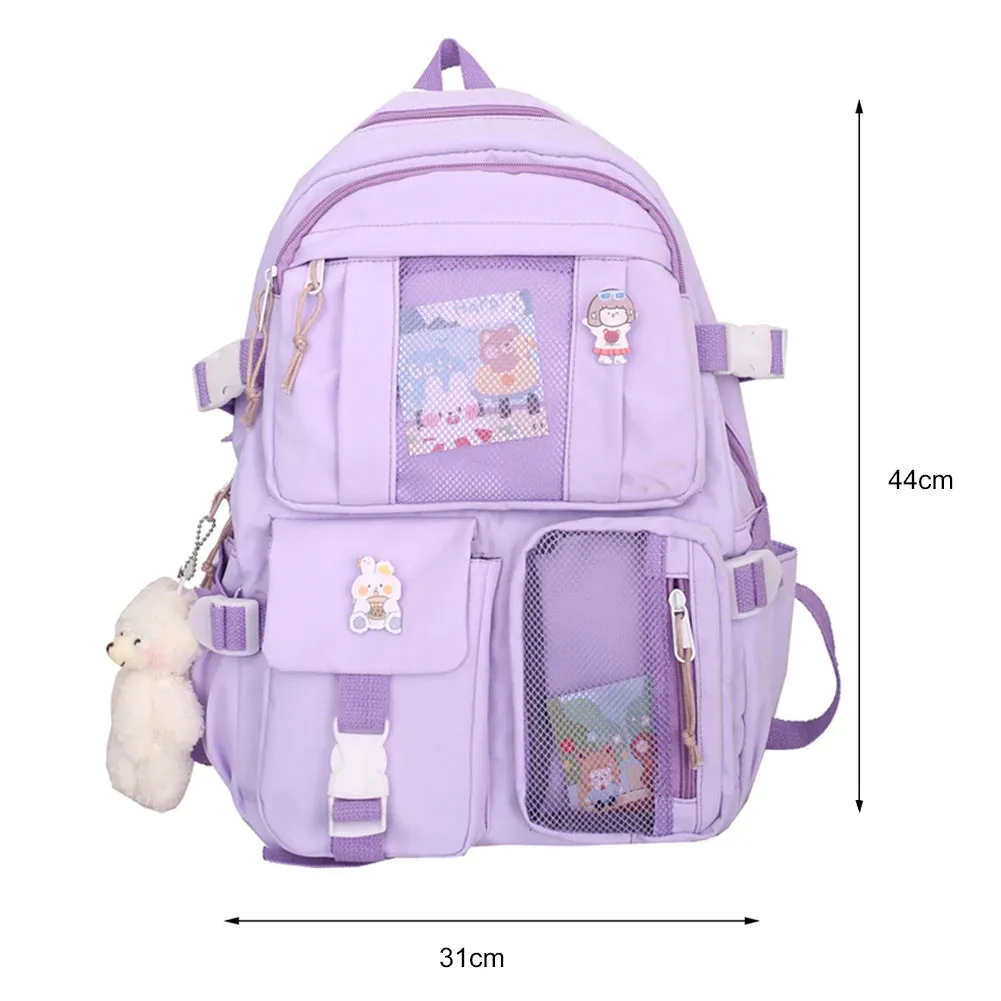 Cute Japanese Kawaii Backpack with Plush Pendant