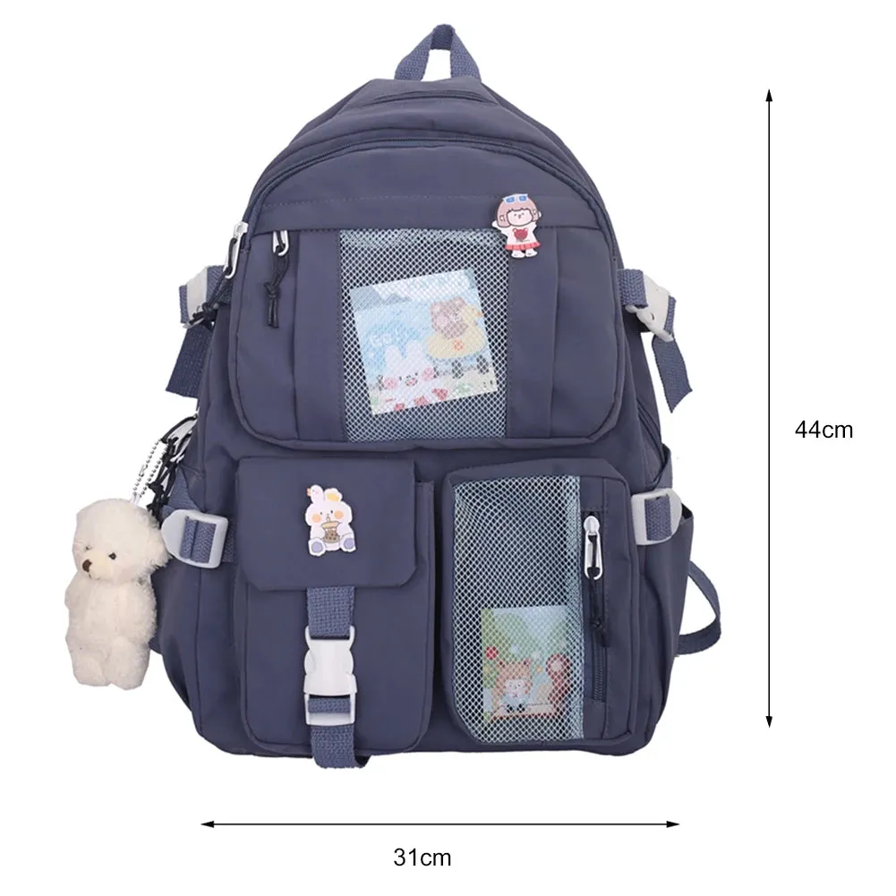 Cute Japanese Kawaii Backpack with Plush Pendant