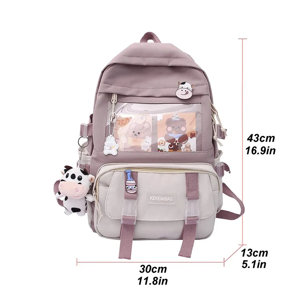 Cute Japanese Kawaii Backpack with Plush Pendant