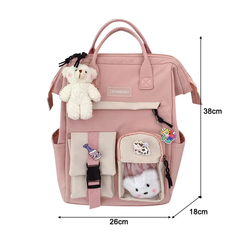 Cute Japanese Kawaii Backpack with Plush Pendant