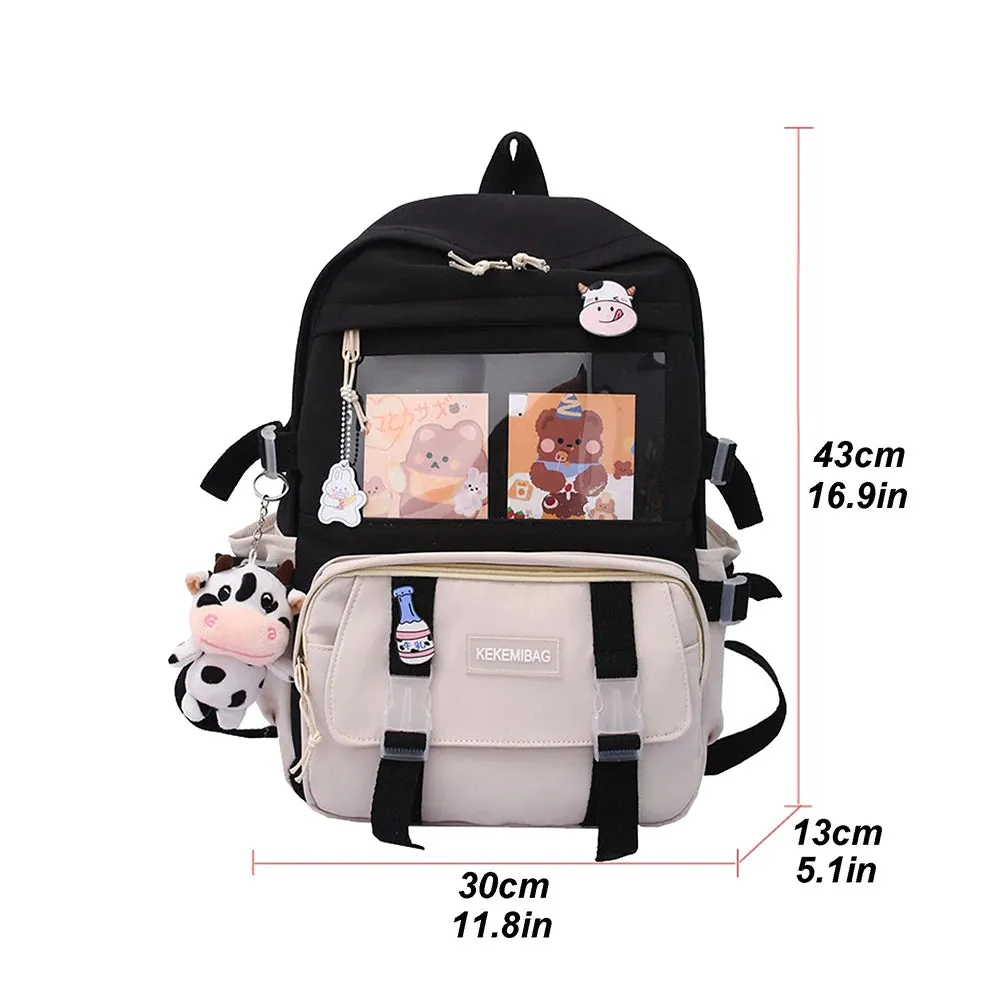 Cute Japanese Kawaii Backpack with Plush Pendant