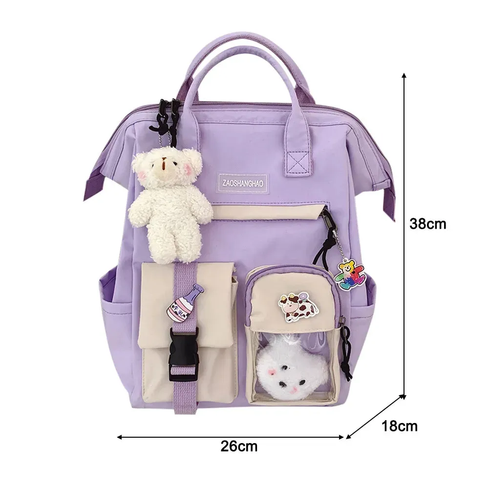 Cute Japanese Kawaii Backpack with Plush Pendant