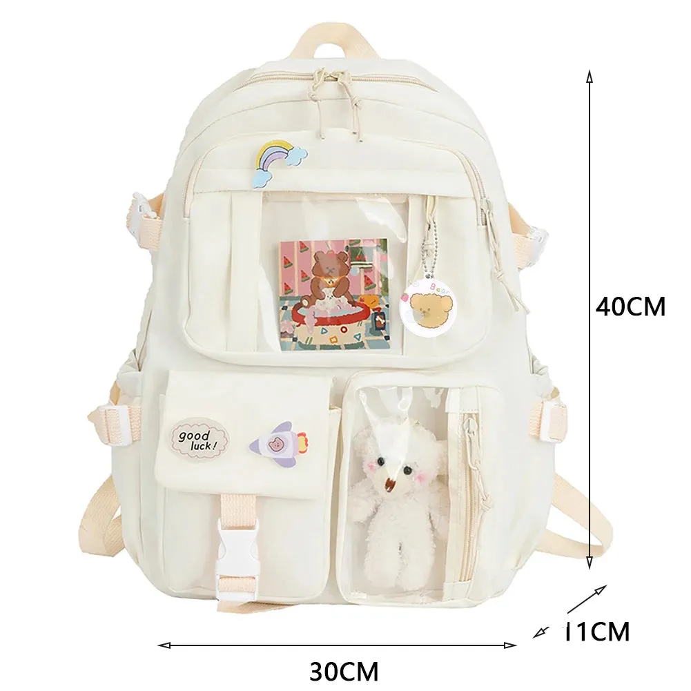 Cute Japanese Kawaii Backpack with Plush Pendant