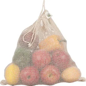 ECO-BAGS - Organic Cotton Net Drawstring Bag Large - 12"W x 15"H