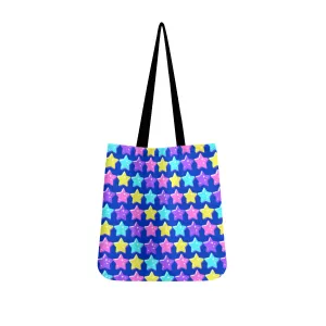 Electric Star Wave Navy Blue Canvas Tote Bag