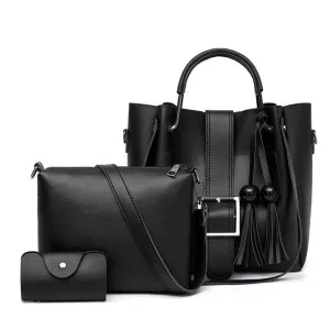 Elegant Stylish Lady Handbag With Fringes Black