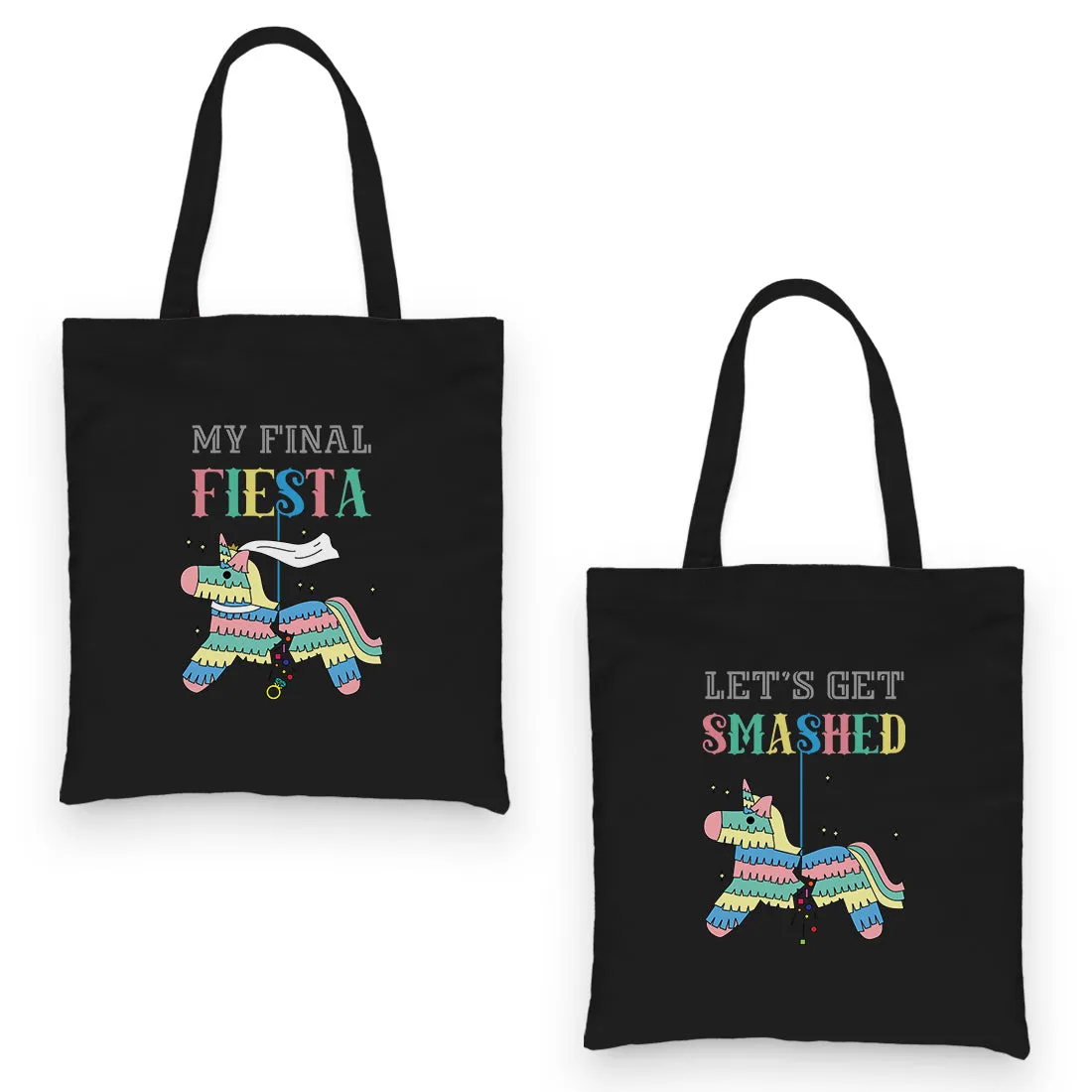 Final Fiesta Smashed Pinata BFF Matching Canvas Bags Playful Cute