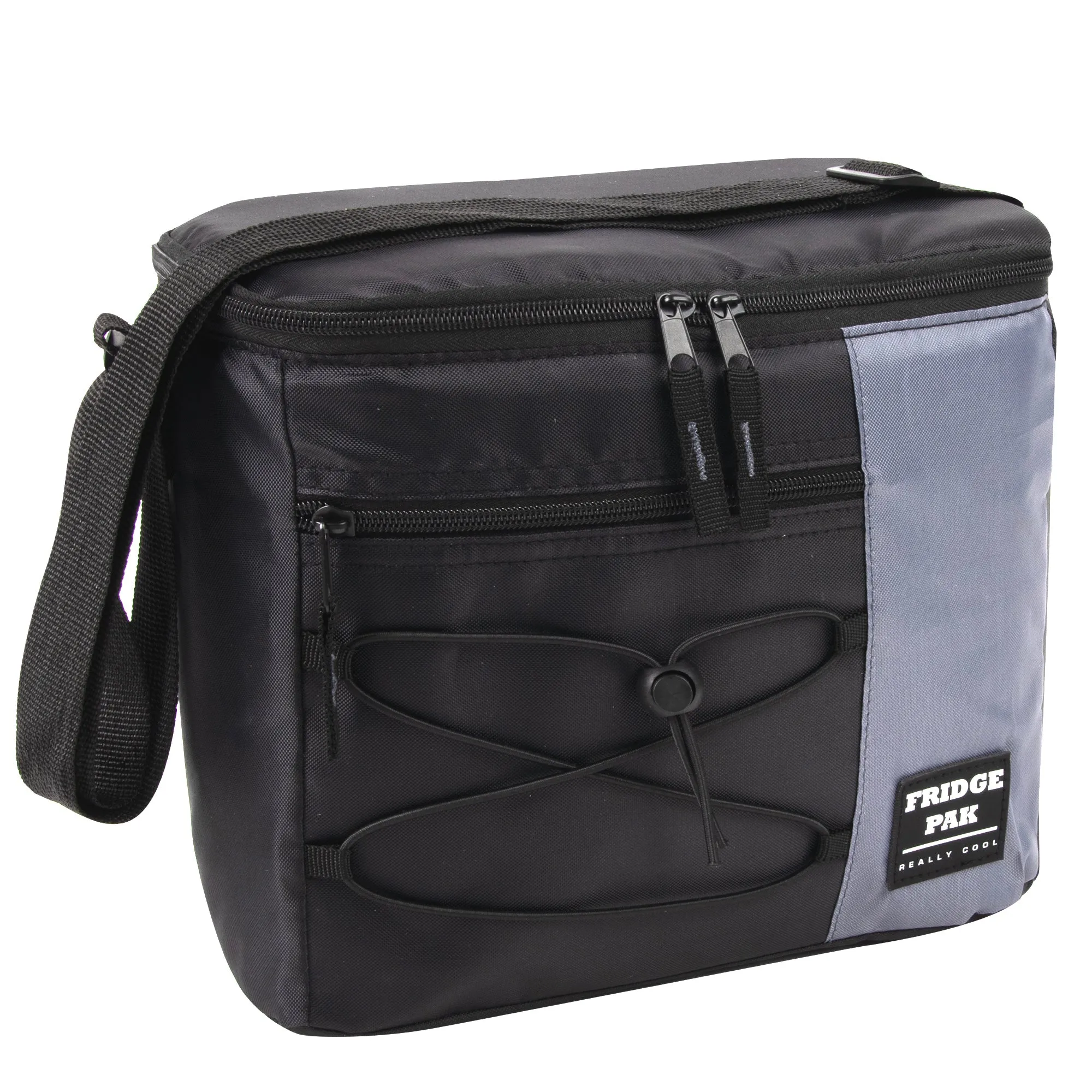 Fridge Pak 12 Can Bungee Cooler Bag With Front Zippered Pocket - 4 Colors