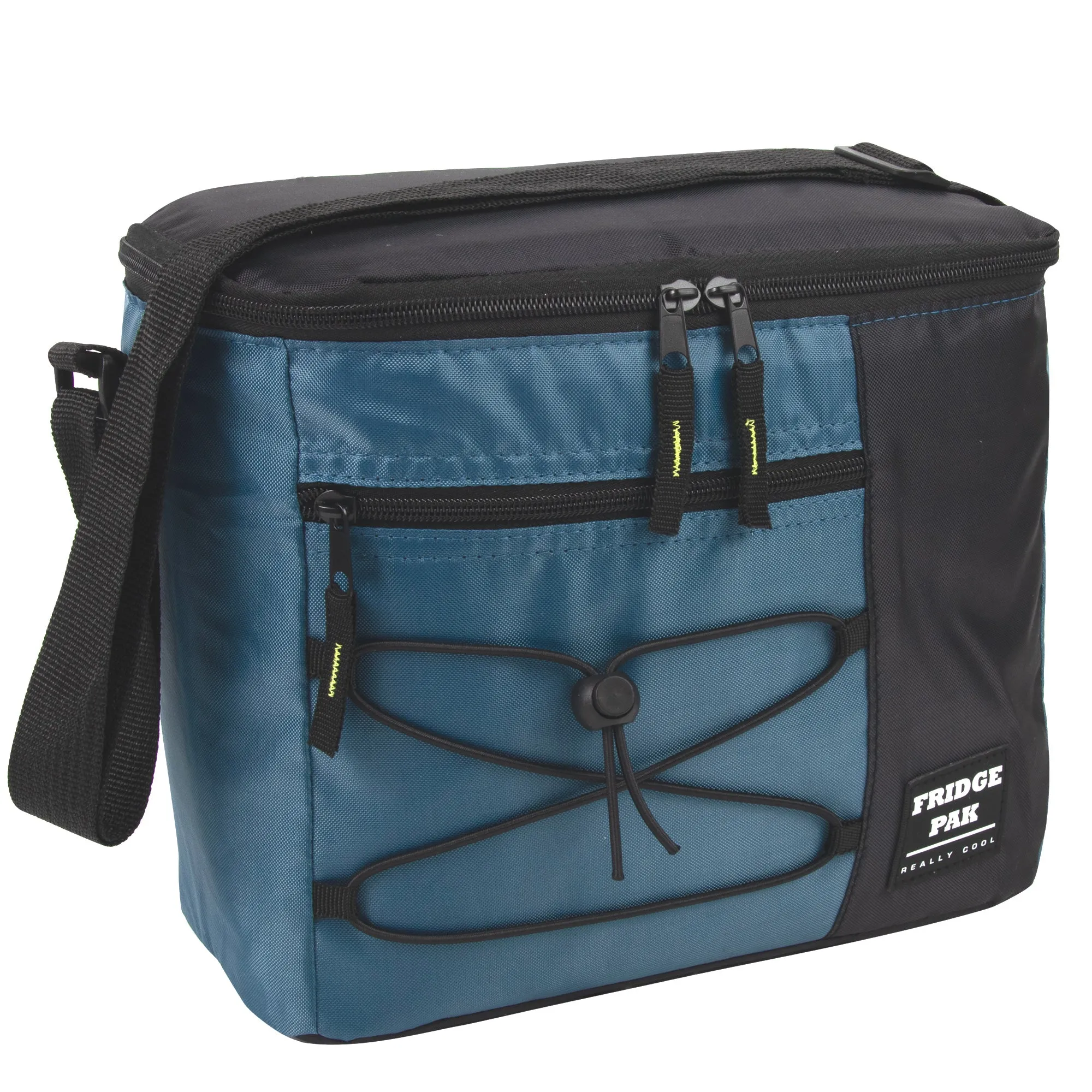 Fridge Pak 12 Can Bungee Cooler Bag With Front Zippered Pocket - 4 Colors