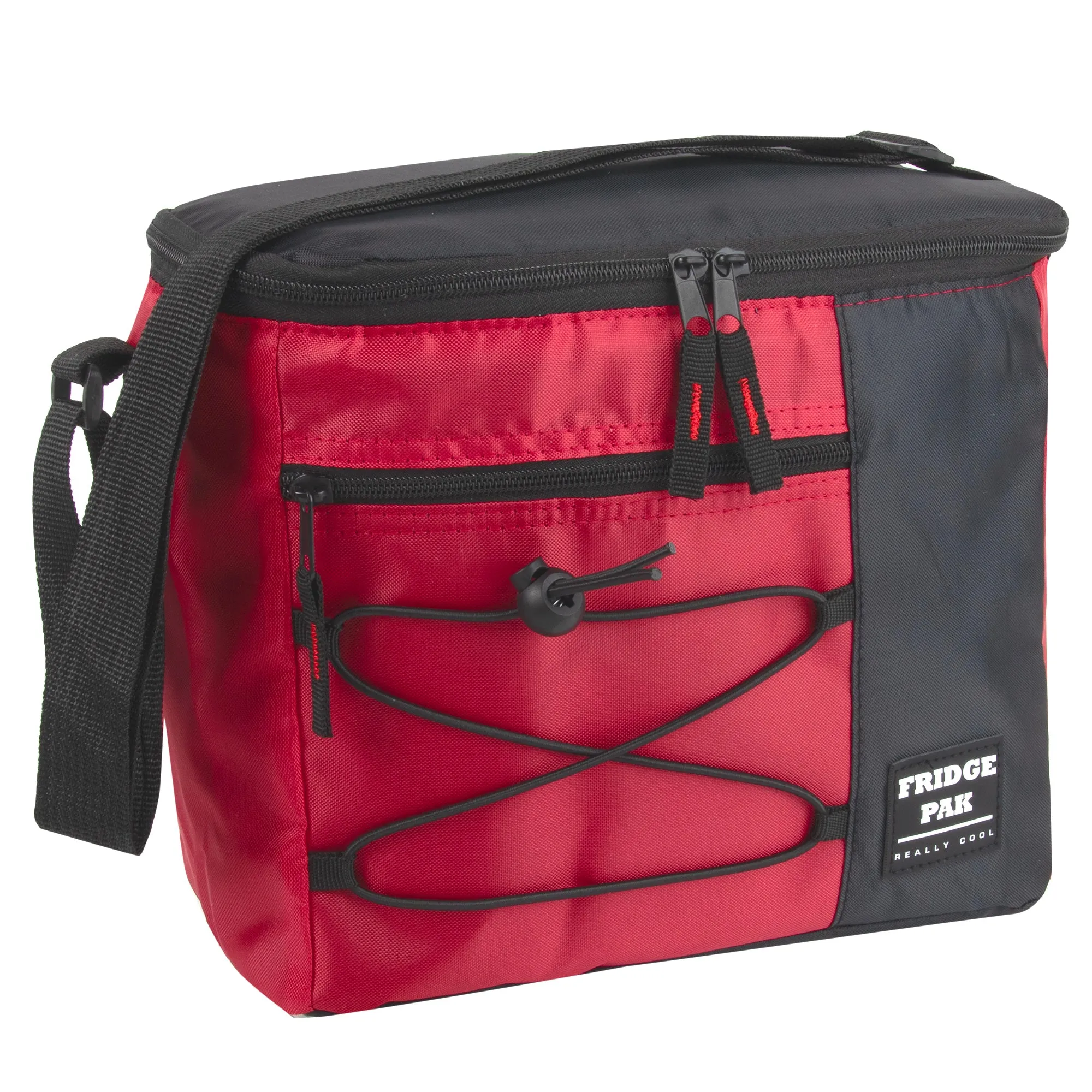 Fridge Pak 12 Can Bungee Cooler Bag With Front Zippered Pocket - 4 Colors