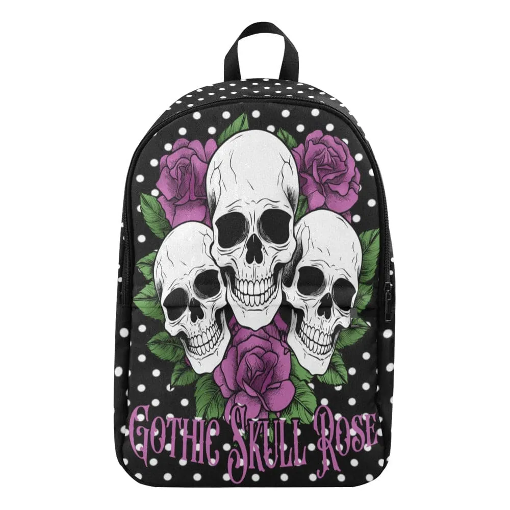 Gothic Skull Purple Rose Fabric Backpack