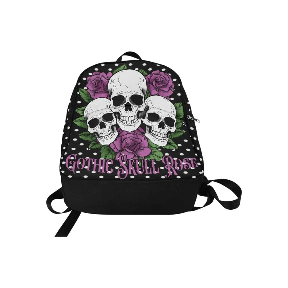 Gothic Skull Purple Rose Fabric Backpack