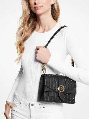 Greenwich Small Studded Quilted Faux Leather Crossbody Bag