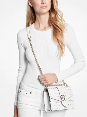 Greenwich Small Studded Quilted Faux Leather Crossbody Bag