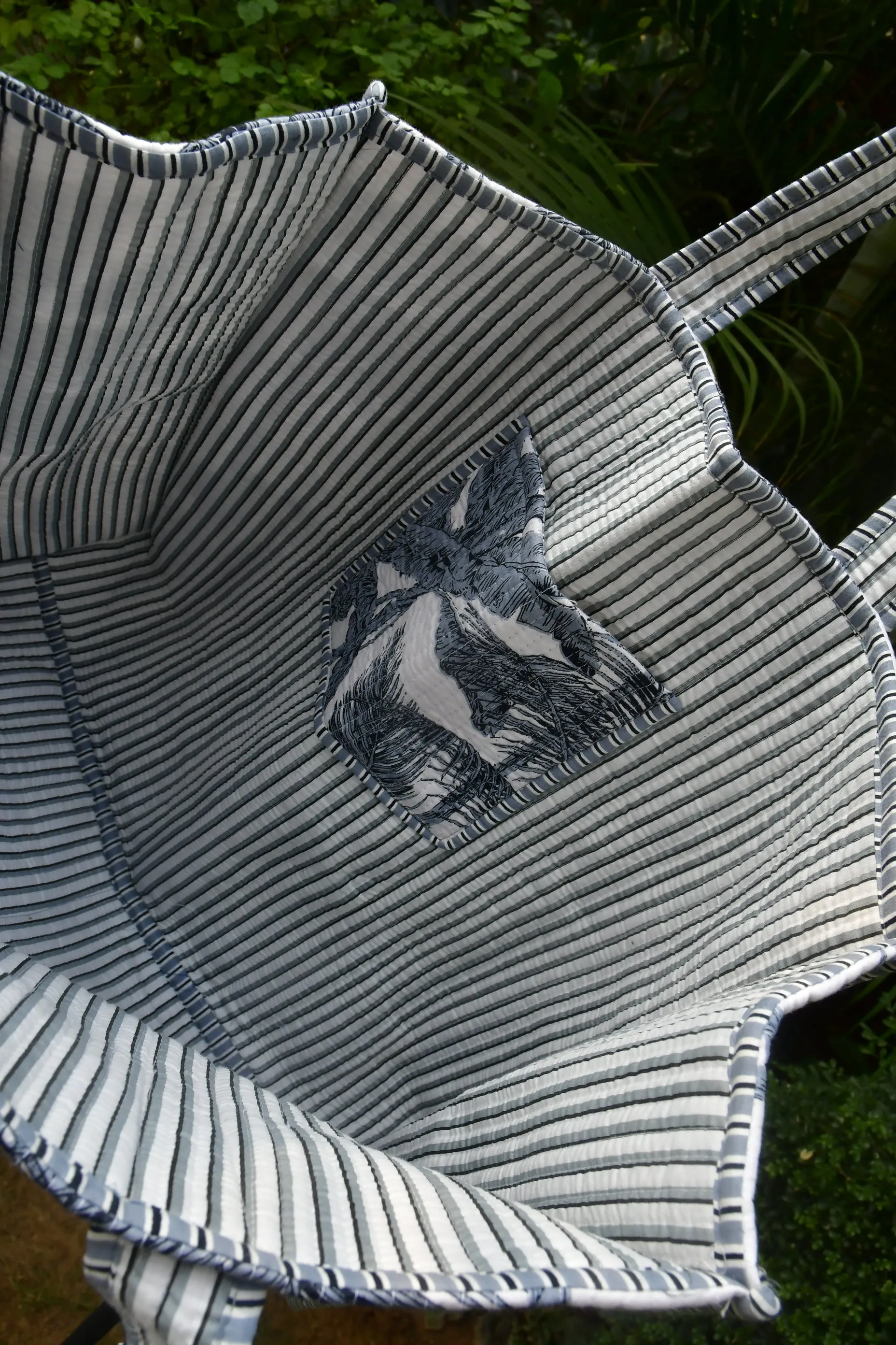 Grey White Palm Tree Tote Bag