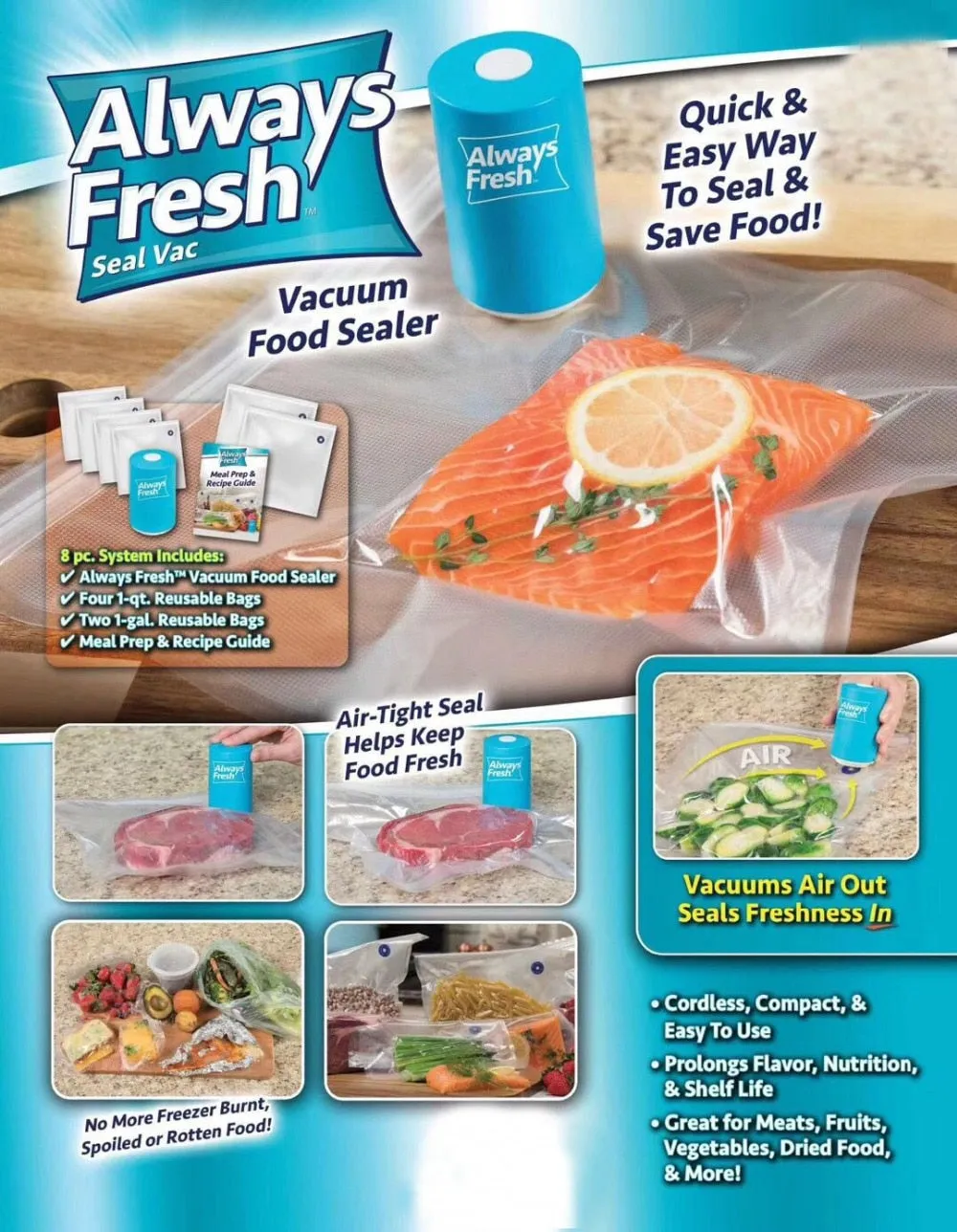 Handy Portable Sealing Food Vacuum Sealer Bags Machine Kitchen Always fresh seal val Heat Sealing Machine Food Preservation