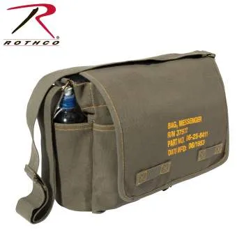 Heavyweight Canvas Classic Messenger Bag With Military Stencil