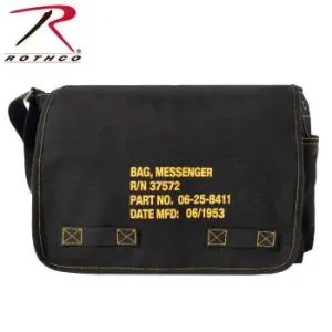 Heavyweight Canvas Classic Messenger Bag With Military Stencil