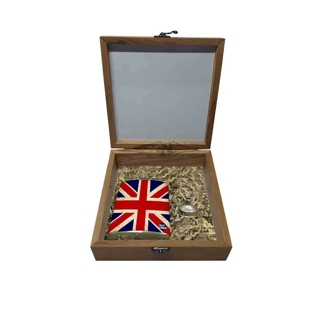 Hip Flask Gift Box -Vintage Union Jack British Flag