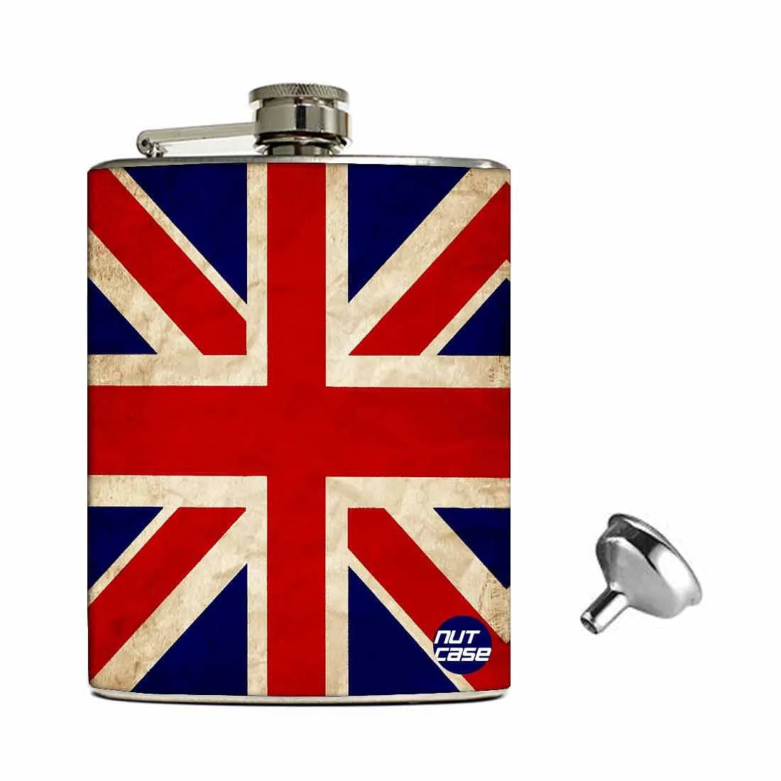 Hip Flask Gift Box -Vintage Union Jack British Flag