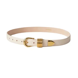 Ivory Hollyhock Leather Belt