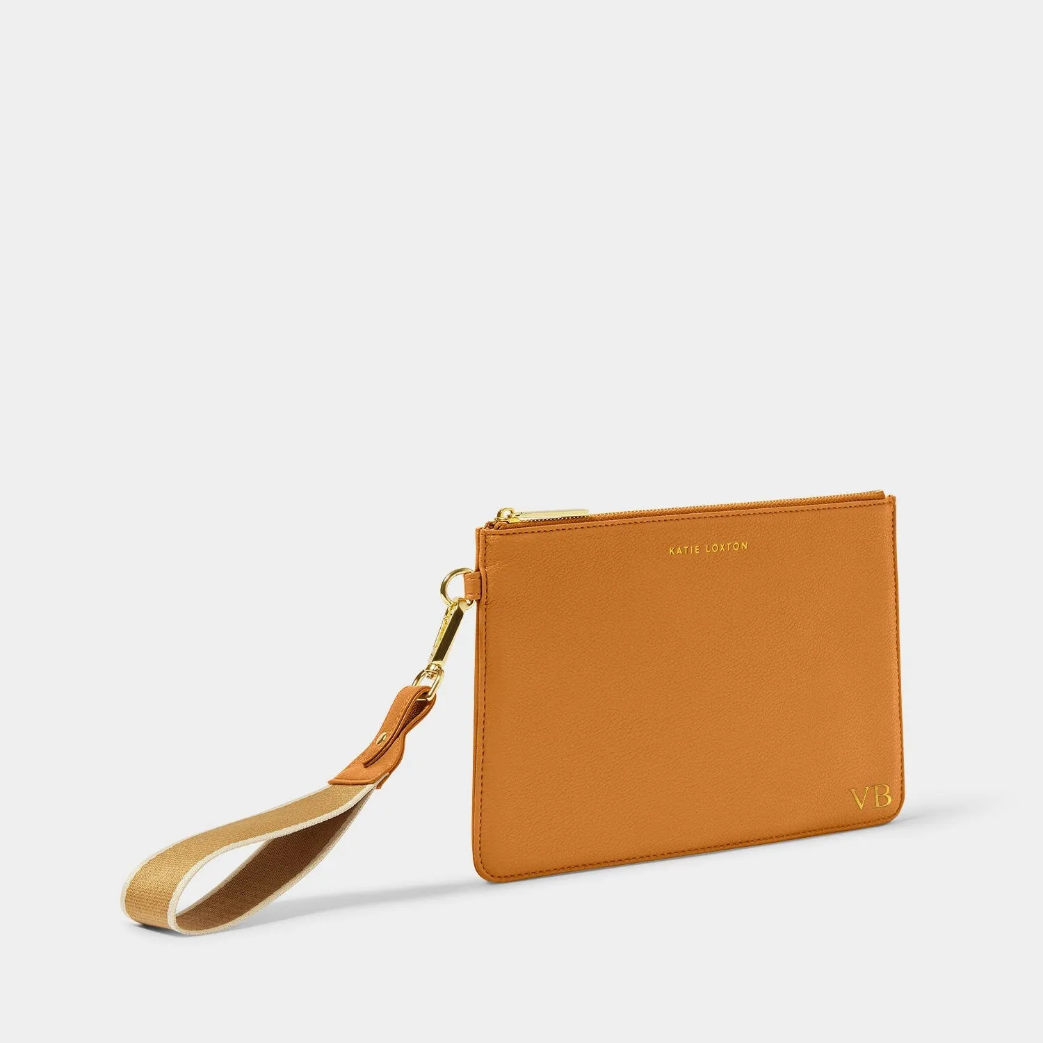 Katie Loxton Zana Canvas Wristlet Pouch Tan