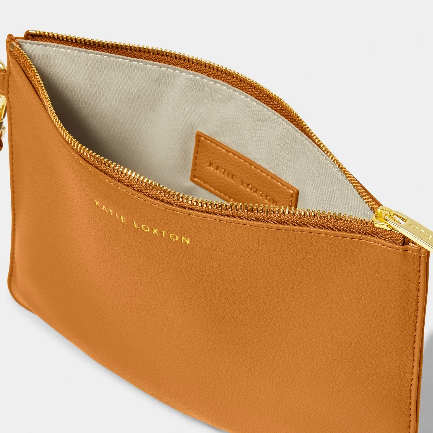 Katie Loxton Zana Canvas Wristlet Pouch Tan