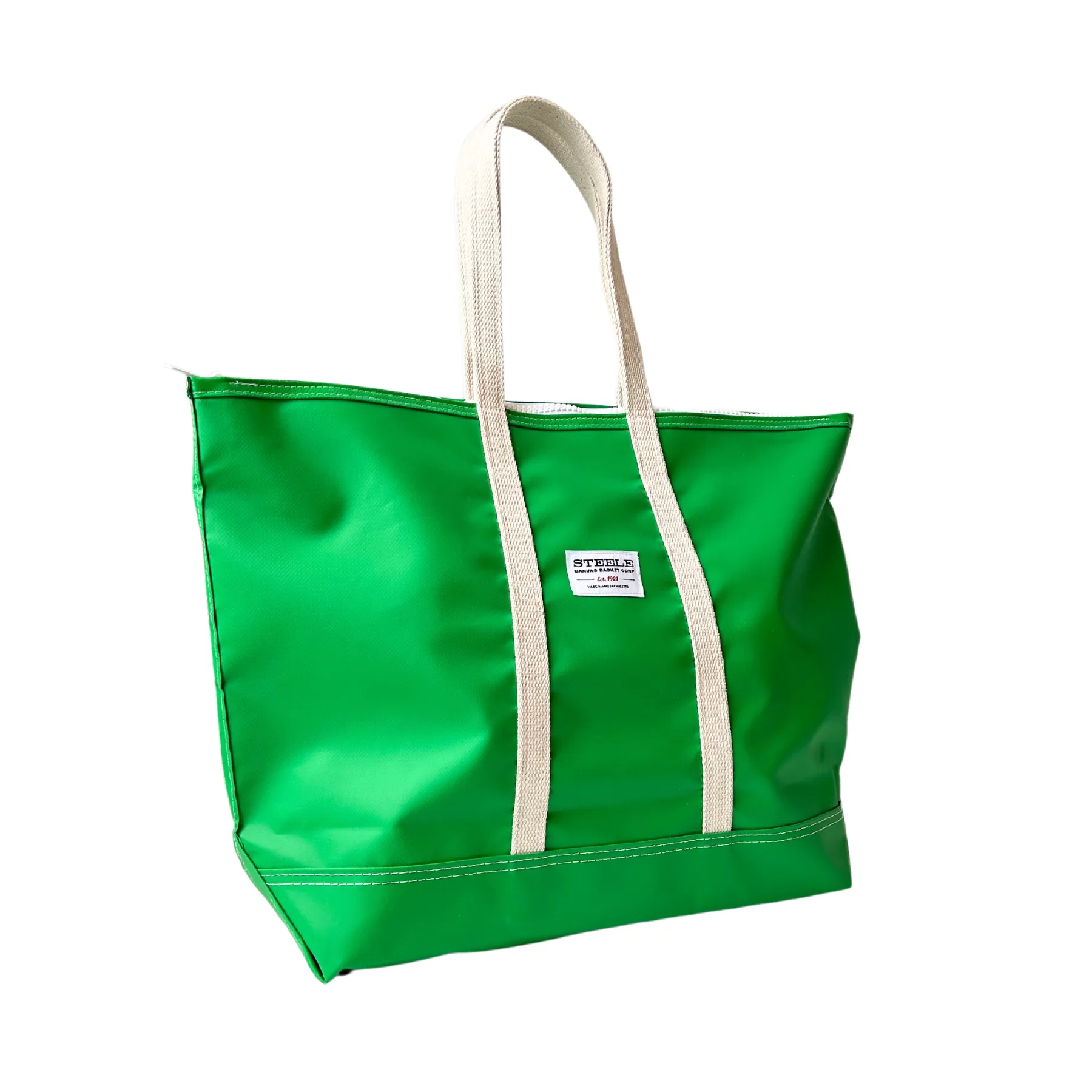 Lime Green Steeletex Zip Top Beach Tote - Medium