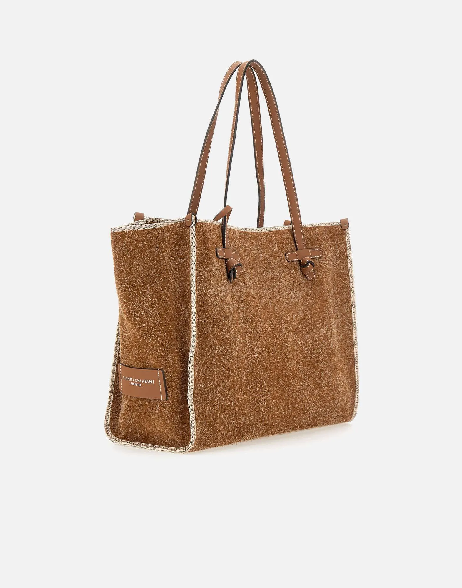 Marcella Cognac Suede Shoulder Bag