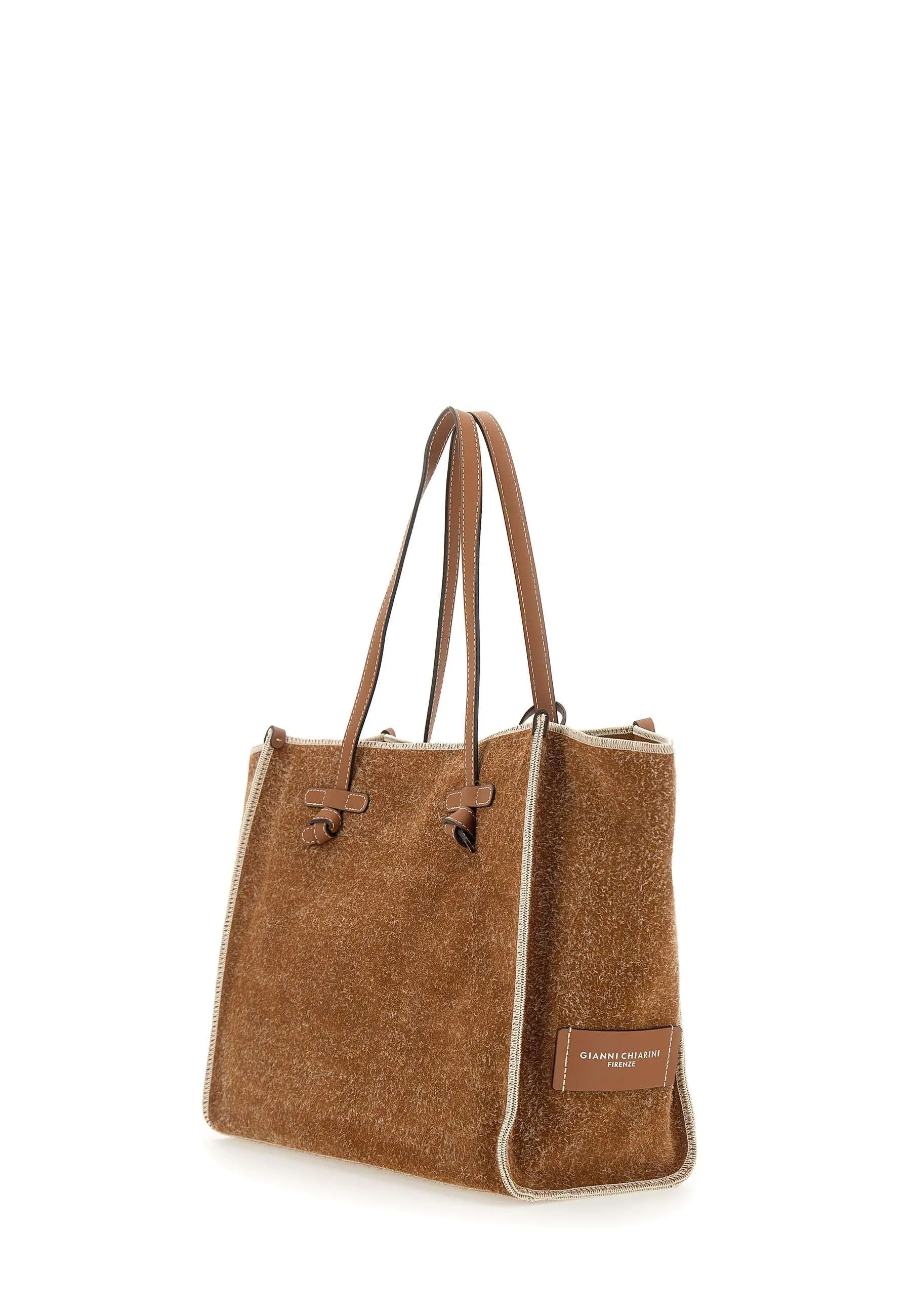 Marcella Cognac Suede Shoulder Bag