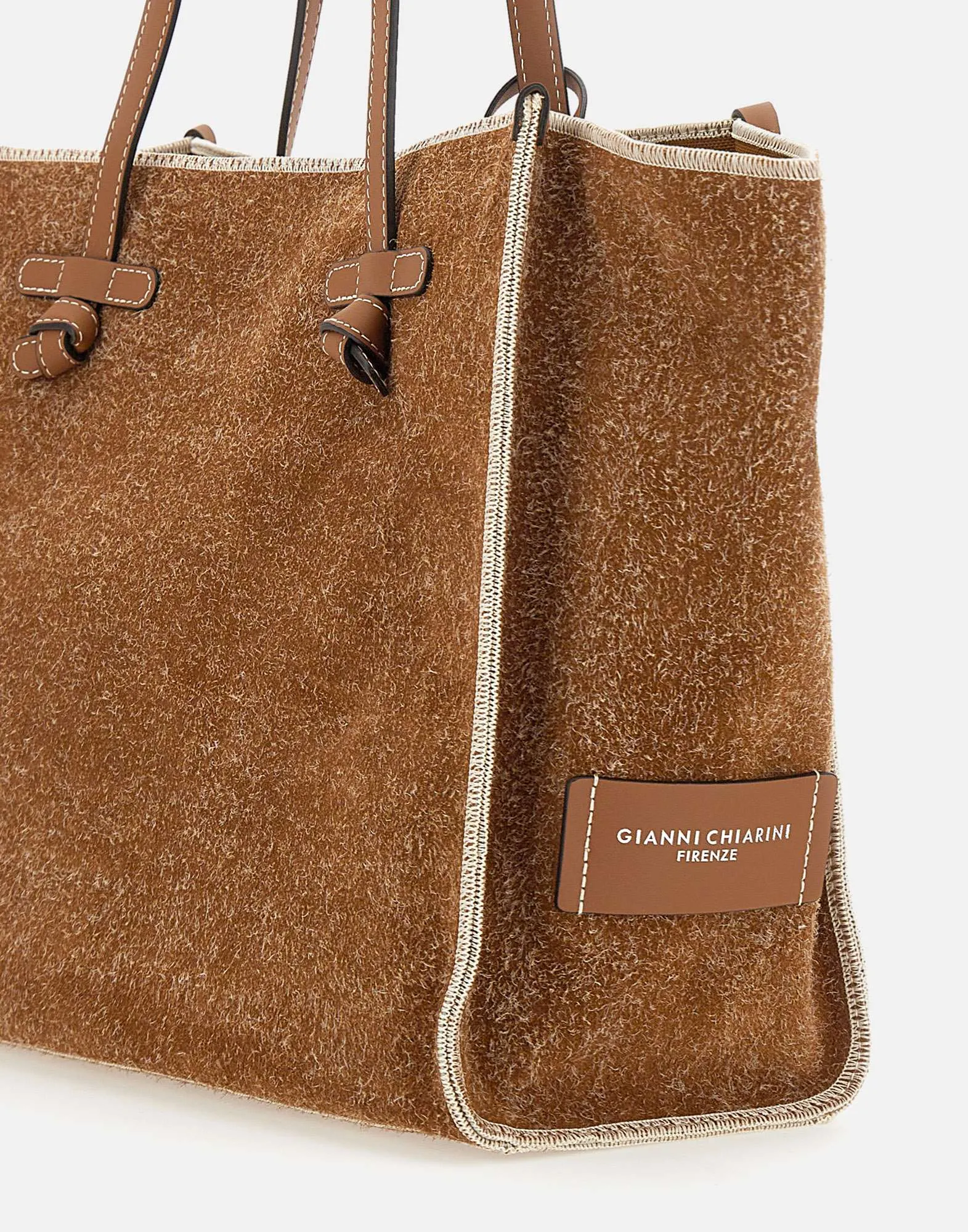 Marcella Cognac Suede Shoulder Bag