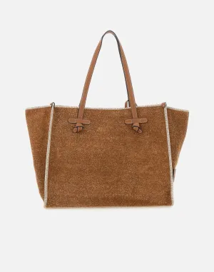 Marcella Cognac Suede Shoulder Bag