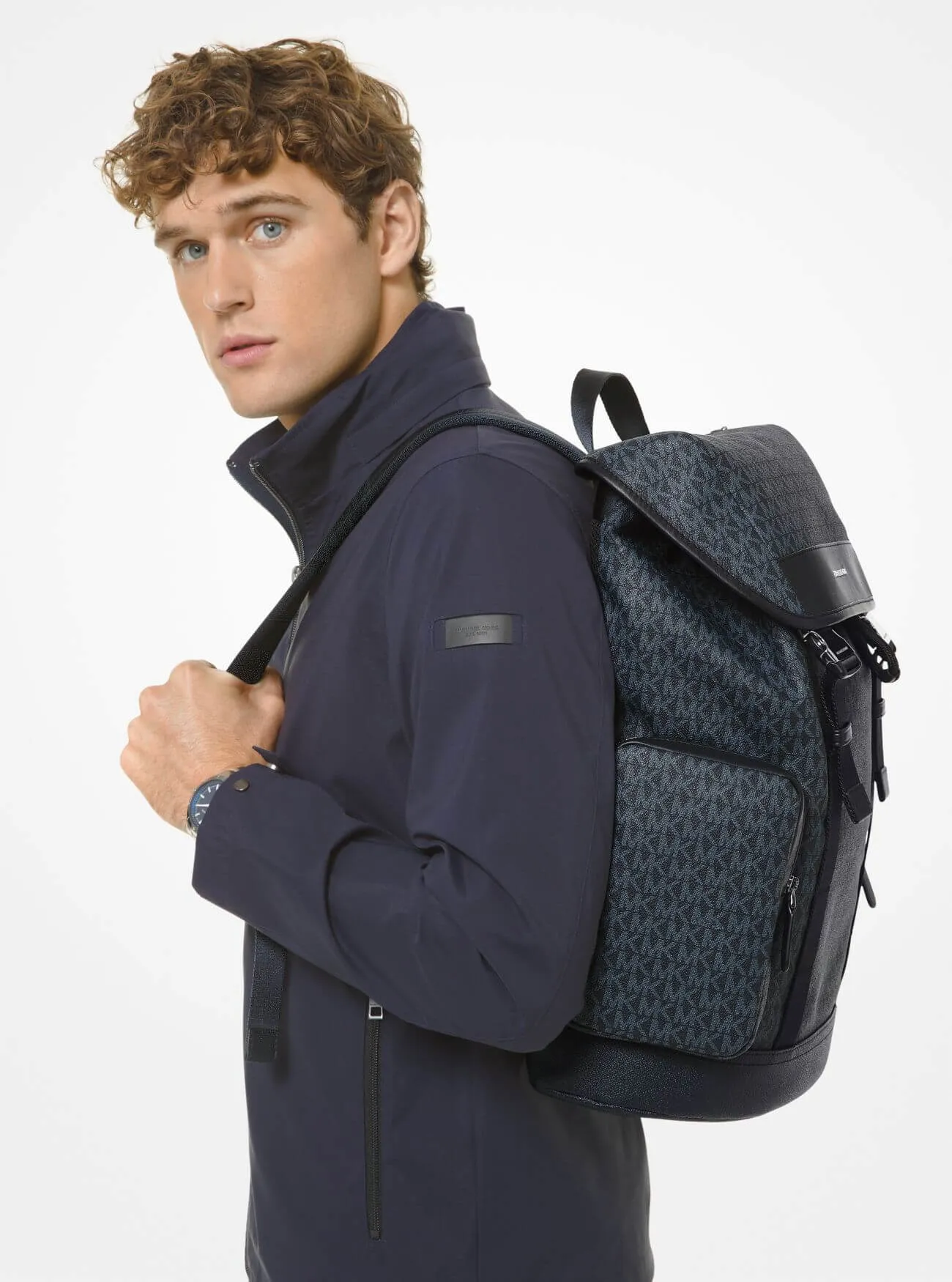 Michael Kors Hudson Logo Backpack, Black/Navy