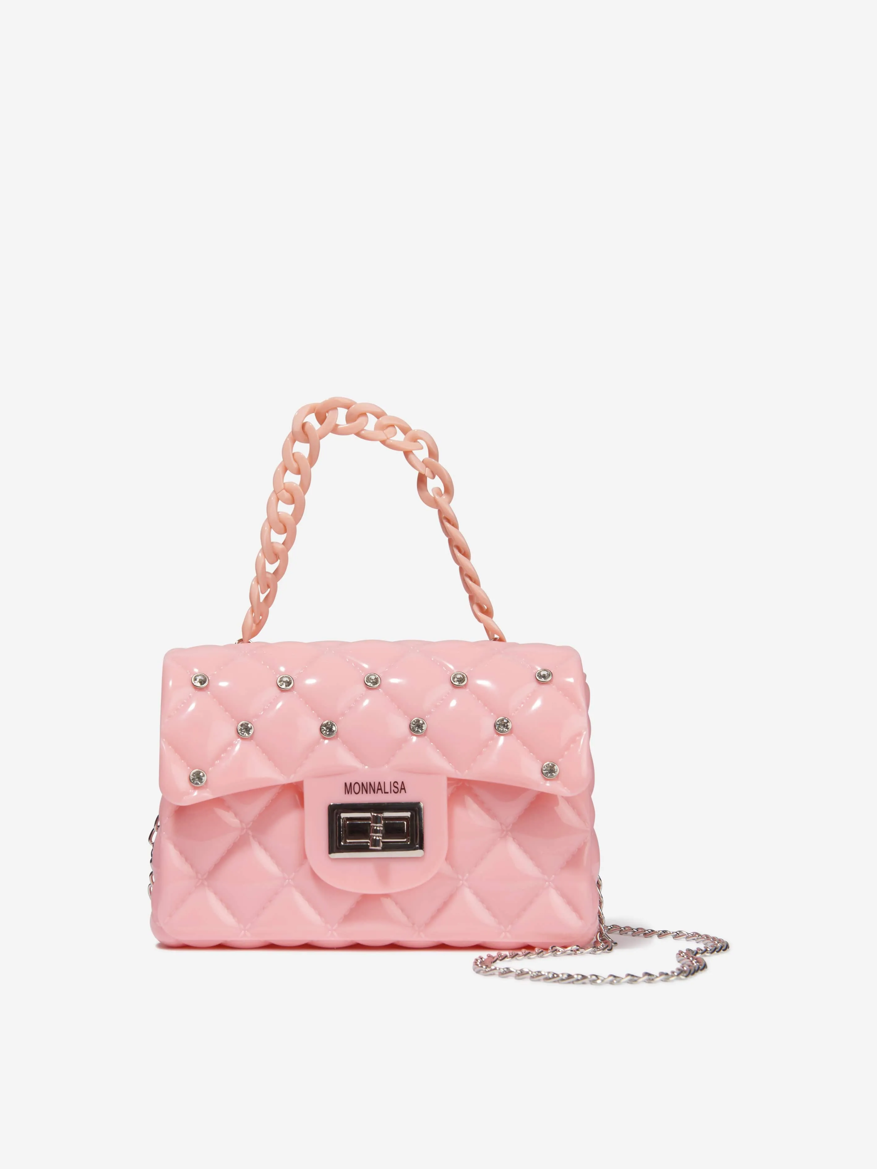 Monnalisa Girls Diamante Quilted Bag in Pink