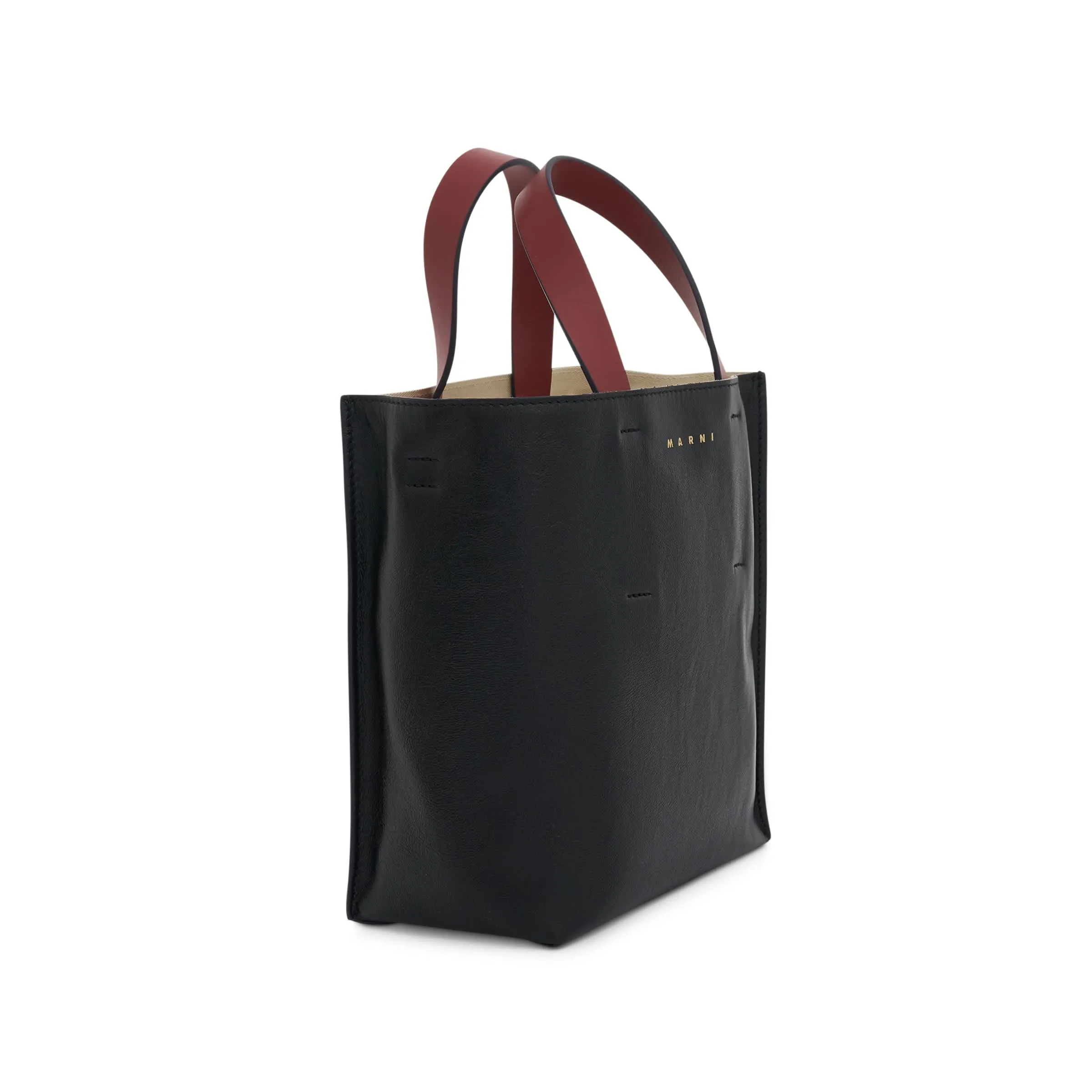 Museo Soft Leather Tote Bag in Black/Mercury/Burgundy