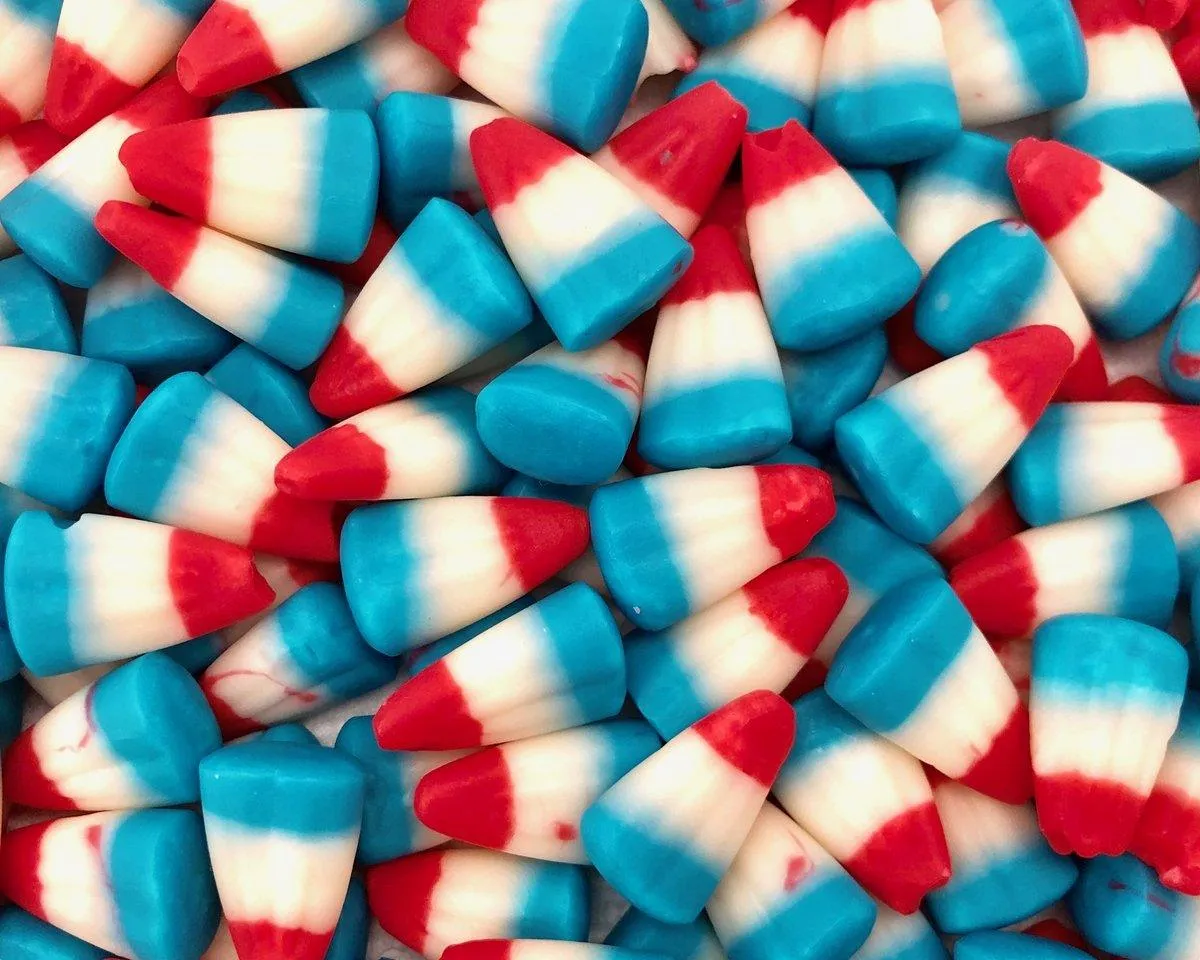 Patriotic Raspberry Lemonade Candy Corn 5.5 Ounce Peg Bags - 6 / Box