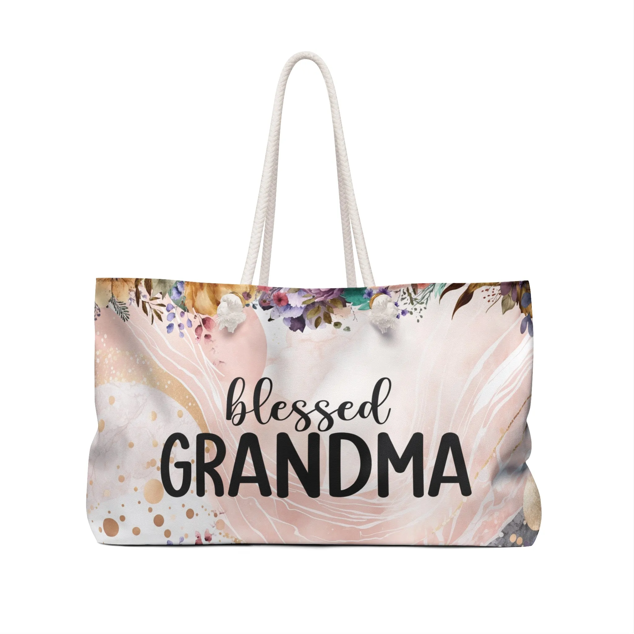 Personalised/Non-Personalised Weekender Bag, Blessed Grandma, Large Weekender Bag, Beach Bag, Book Bag