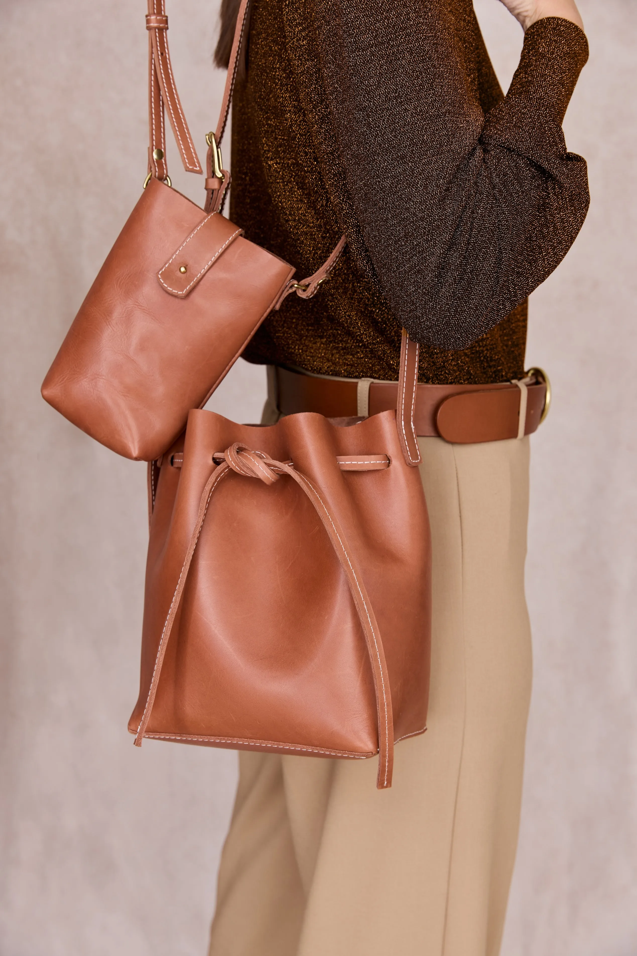 POPPIT 2 WAYS Pouch by Byrd Studio - Toffee Tan Leather