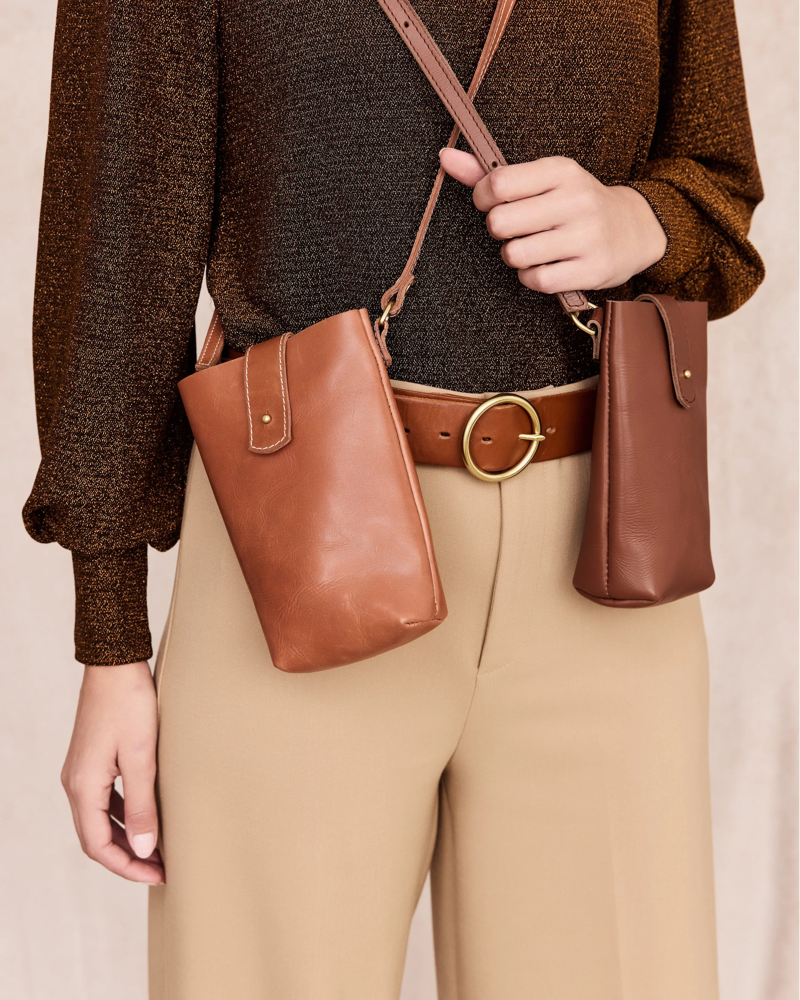 POPPIT 2 WAYS Pouch by Byrd Studio - Toffee Tan Leather