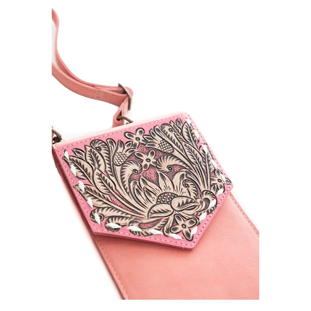 Prairie Star Petite Hand-Tooled Bag in Pink