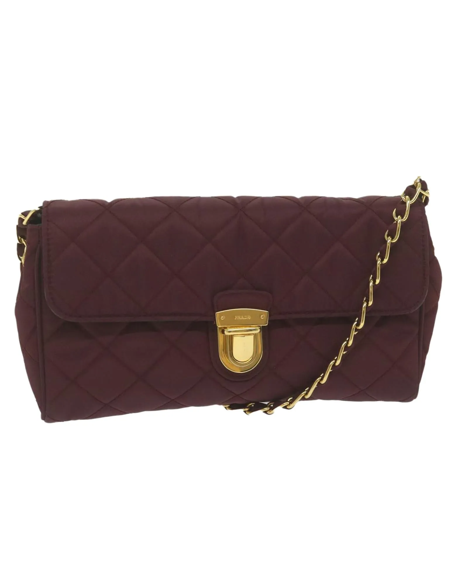 Red Quilted Nylon Chain Shoulder Bag