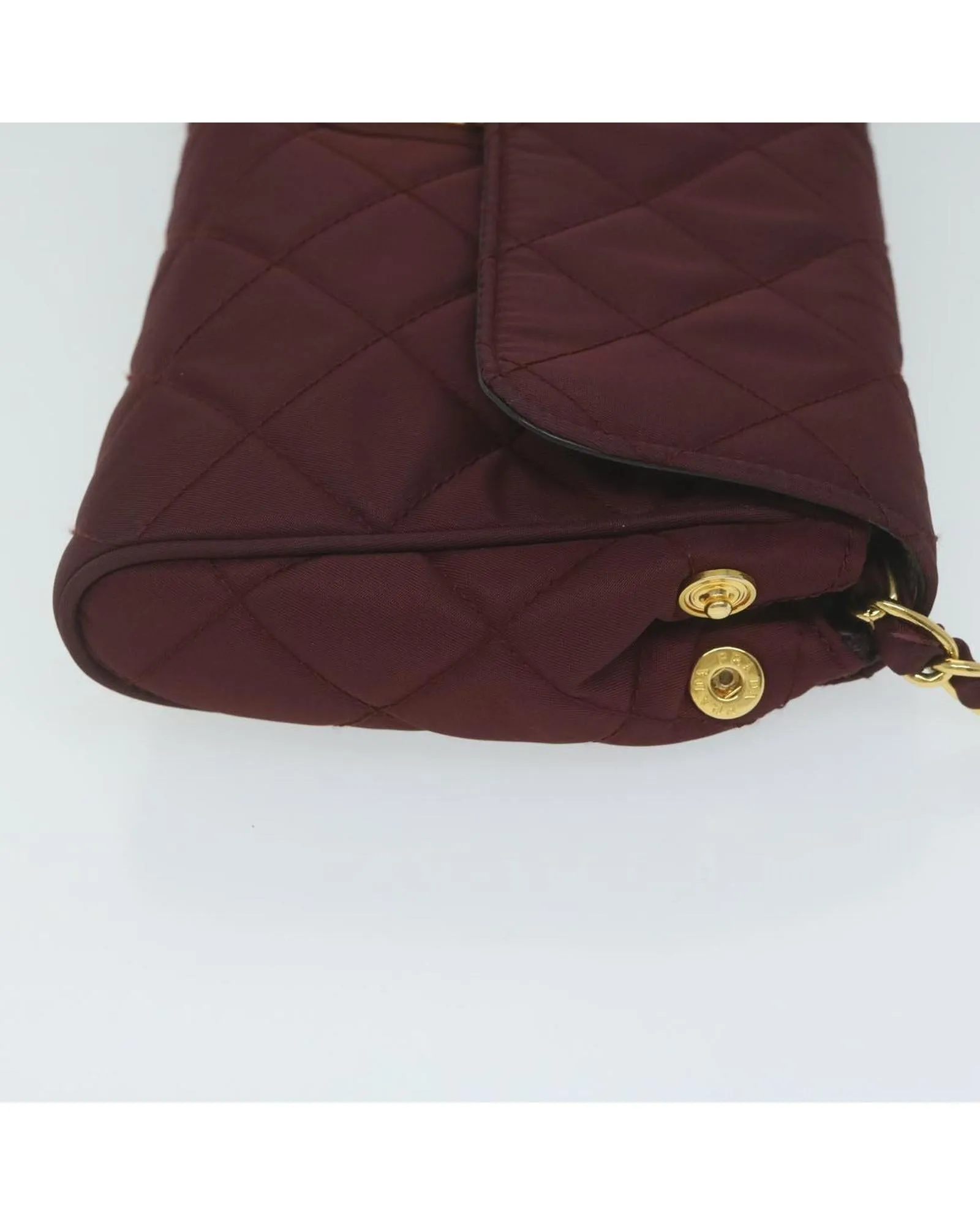 Red Quilted Nylon Chain Shoulder Bag