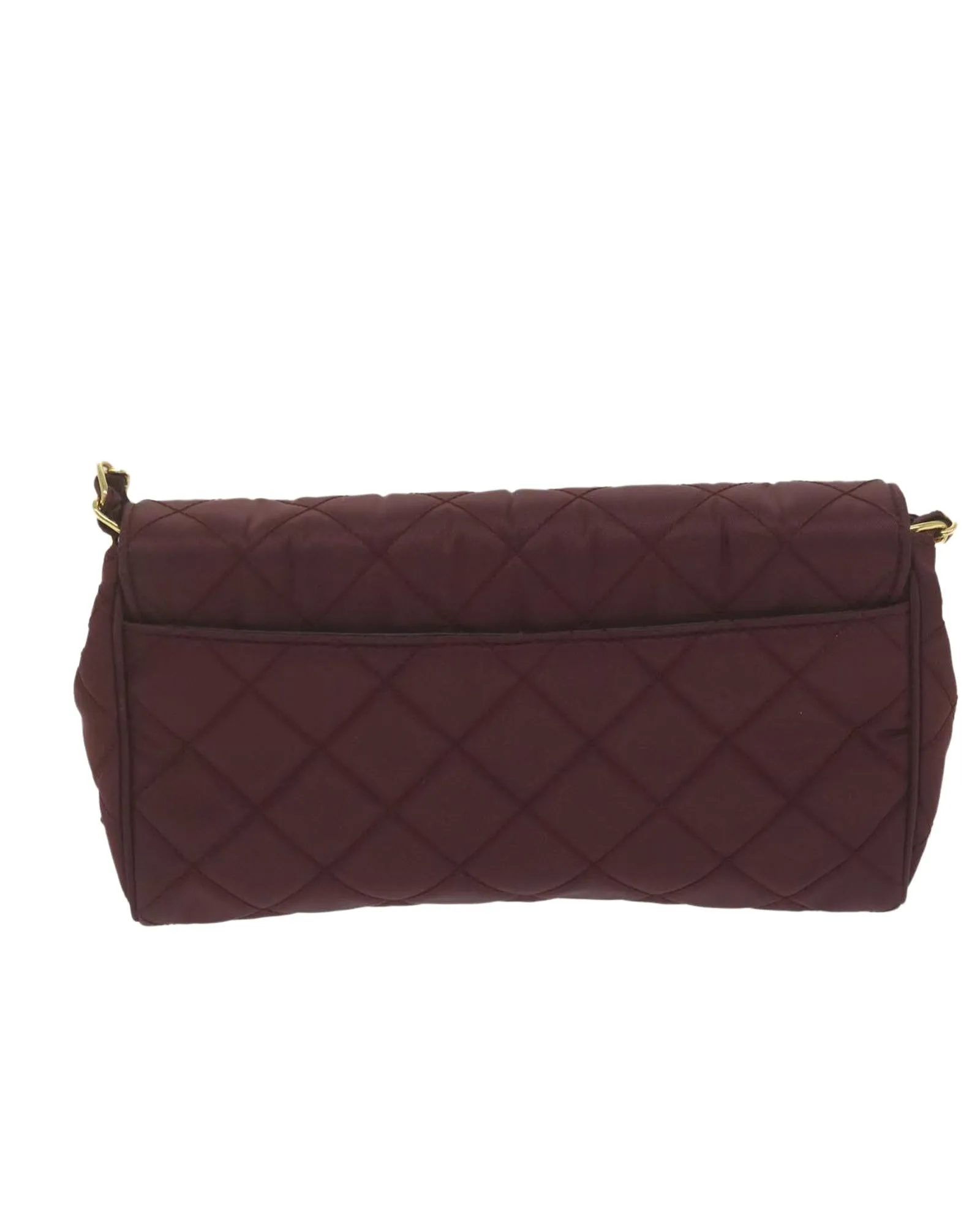 Red Quilted Nylon Chain Shoulder Bag