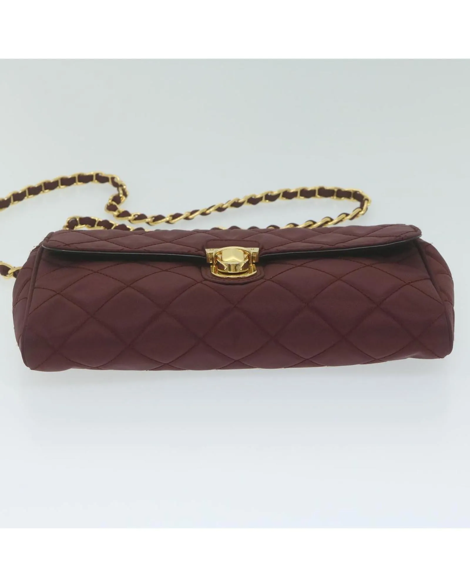 Red Quilted Nylon Chain Shoulder Bag