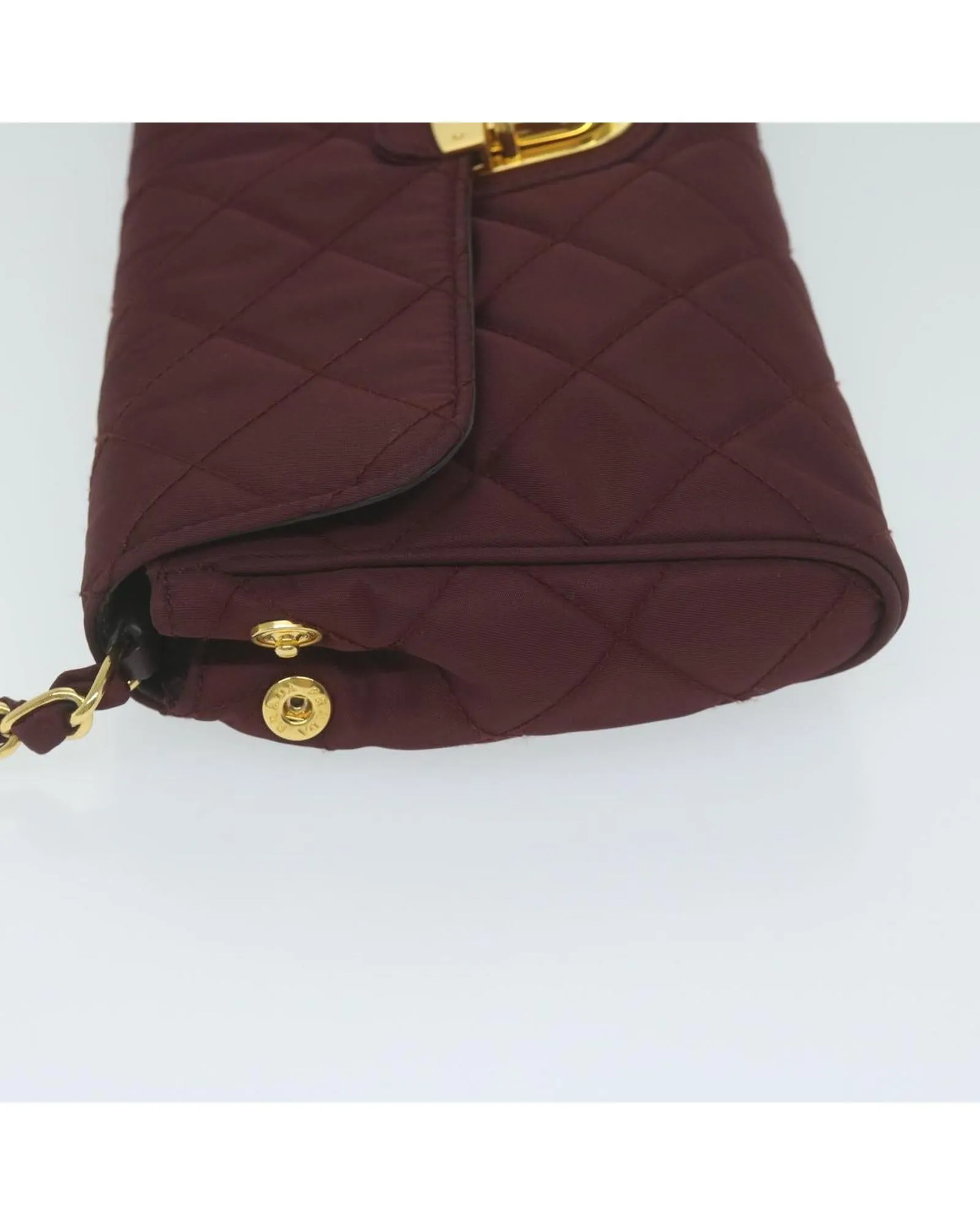 Red Quilted Nylon Chain Shoulder Bag