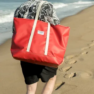 Red Steeletex Zip Top Beach Tote - Medium