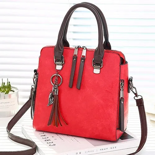 Retro Stylish Ladies' Soft Leather Crossbody Bags With Tassel Hanging