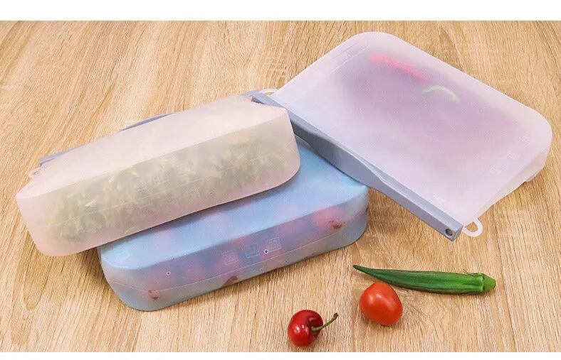 Reusable Silicone Storage Bag Food Storage Container Microwave and Dishwasher Safe Leak-free Bundle 7-Pack Rainbow XHH-1331