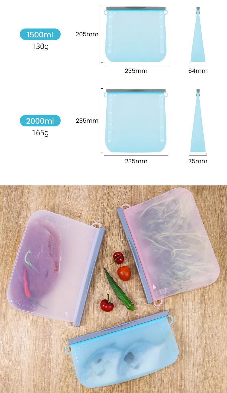 Reusable Silicone Storage Bag Food Storage Container Microwave and Dishwasher Safe Leak-free Bundle 7-Pack Rainbow XHH-1331